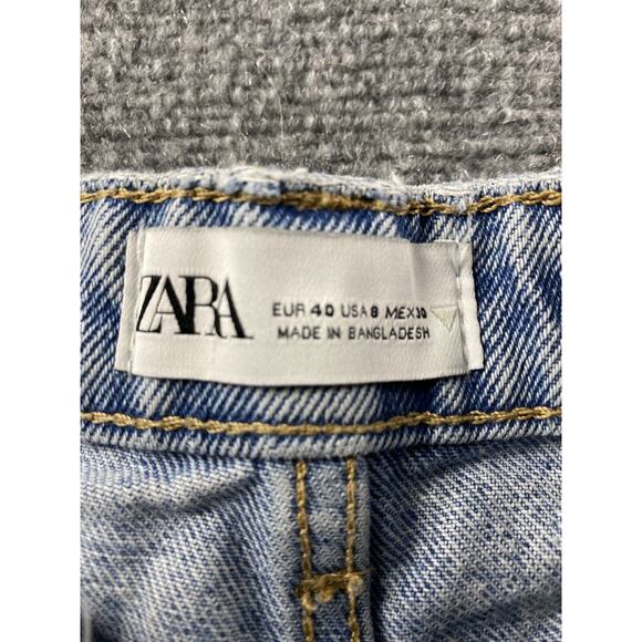 Zara Shorts Womens 8 Light Wash Blue Jean Cutoffs Distressed Faded 2” Cotton - Picture 3 of 8